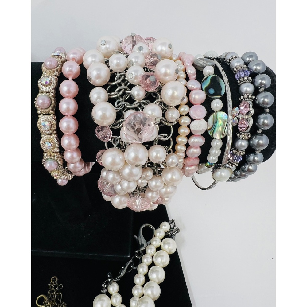Vintage to Modern Pearl Necklace & Bracelet Gold & Silver Tone Beaded Lot of 30 - Picture 15 of 16